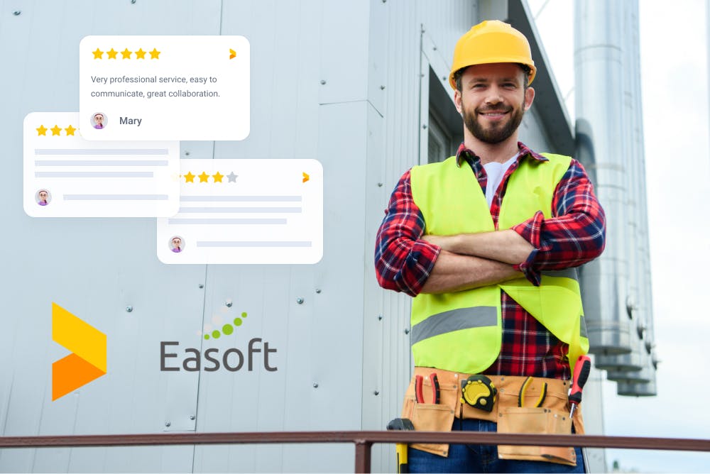builder with reviews and easoft and trustmary logos